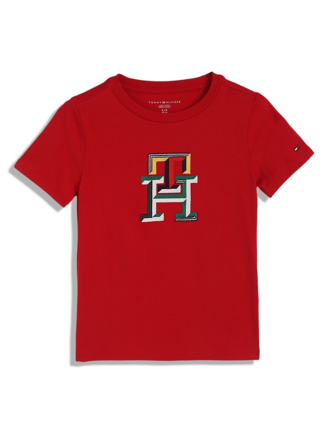 

Tommy Hilfiger Boys Typography Printed Round Neck Cotton T-shirt, Red