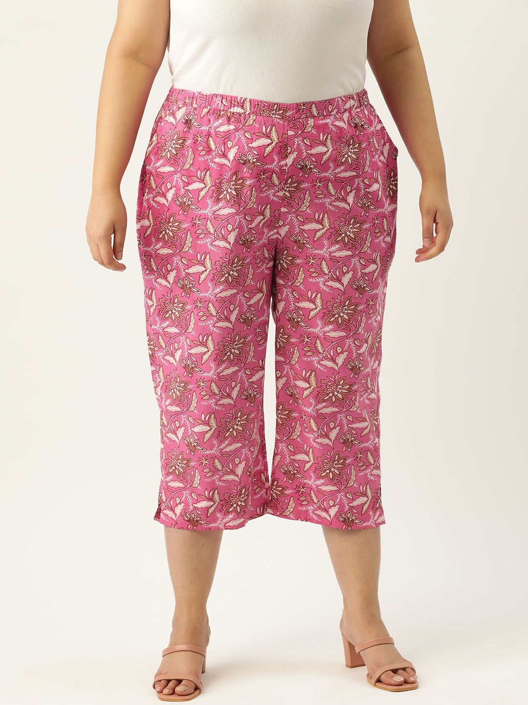 

theRebelinme Women Printed Capris, Fuchsia