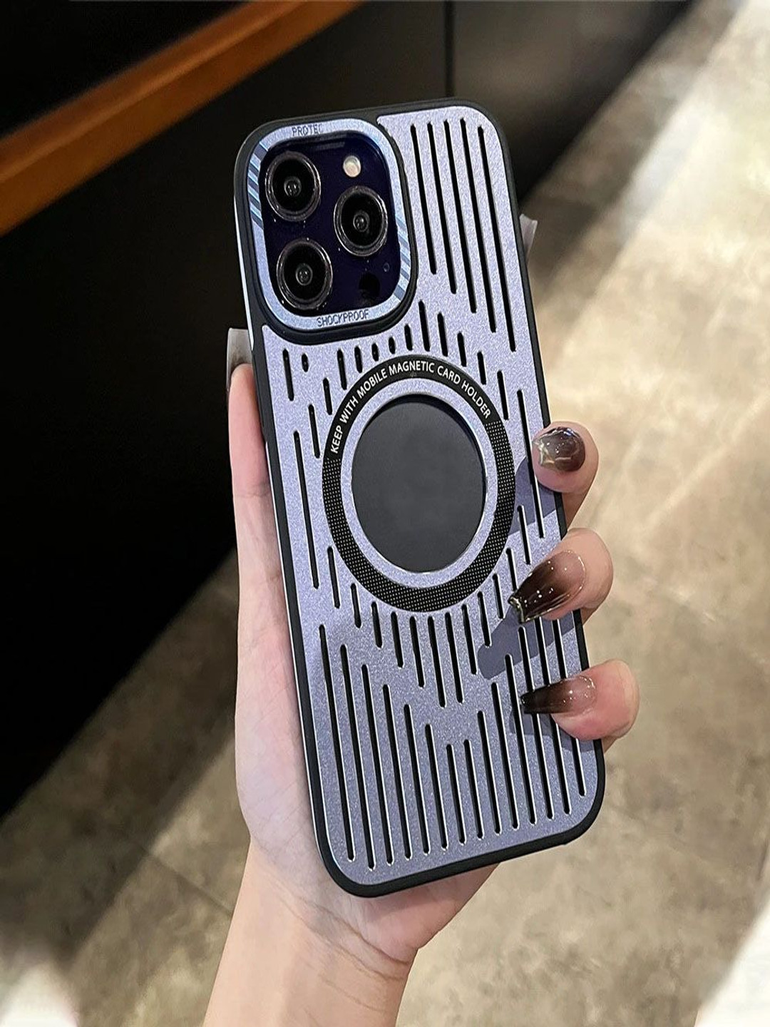 

Luxury Kase LK094 Cooling Hollow Ultra Thin Metal Heat Dissipation iPhone 14 Pro Back Case, Blue