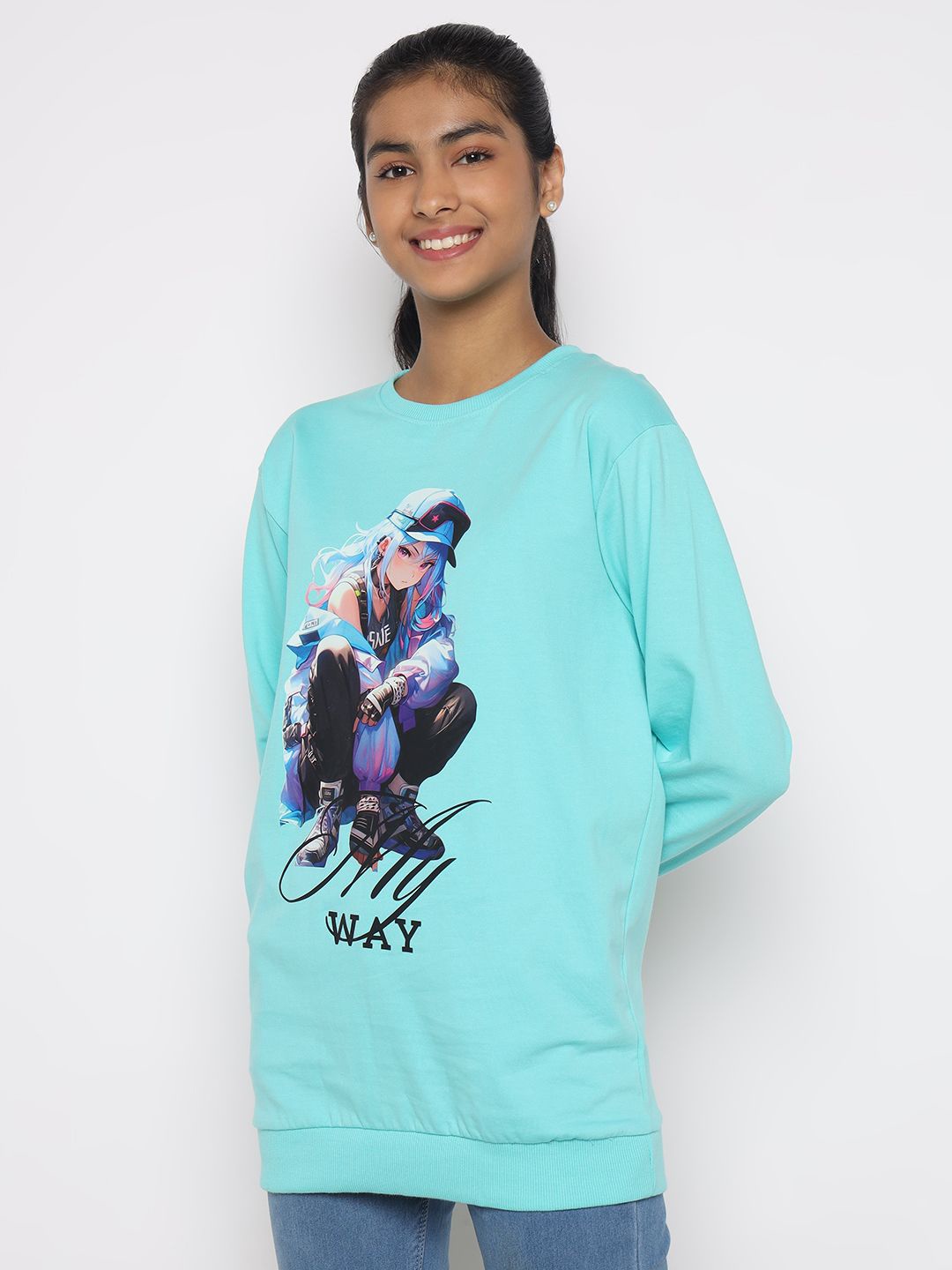 

TotzTouch Girls Graphic Printed Sweatshirt, Sea green