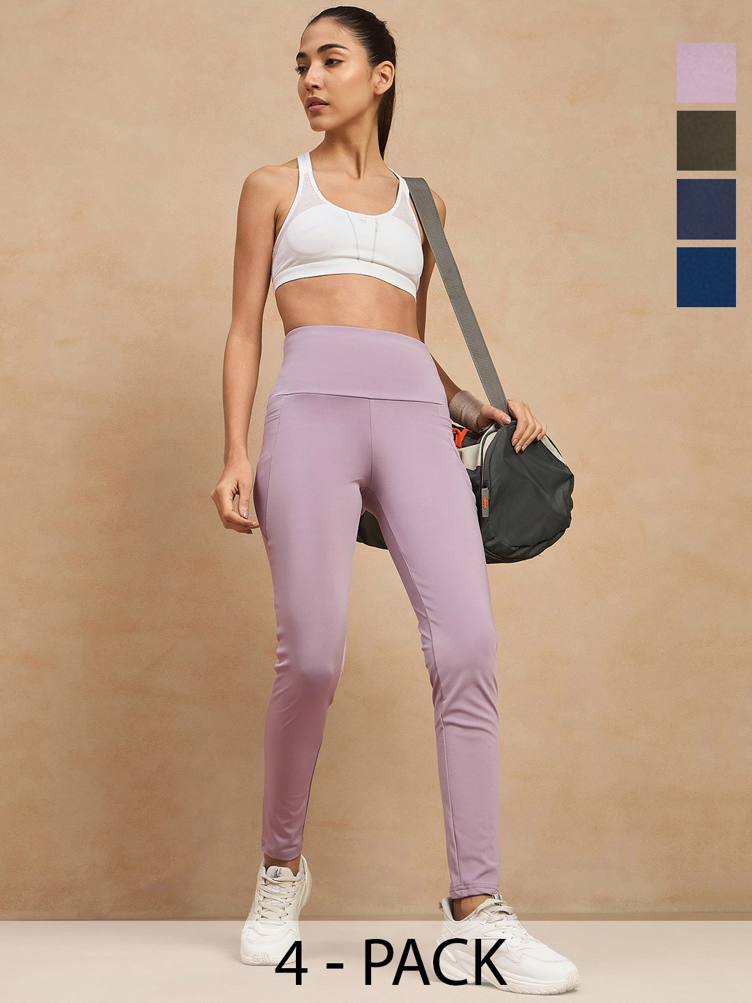 

COLOR CAPITAL Women Pack of 4 Antimicrobial Tights, Lavender