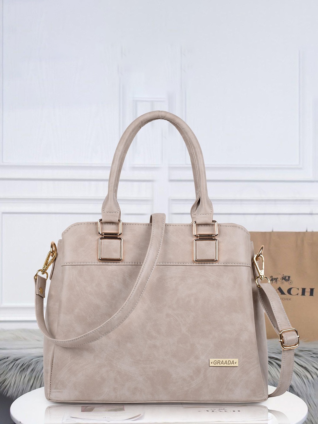 

GRAADA Oversized Structured Satchel, Off white