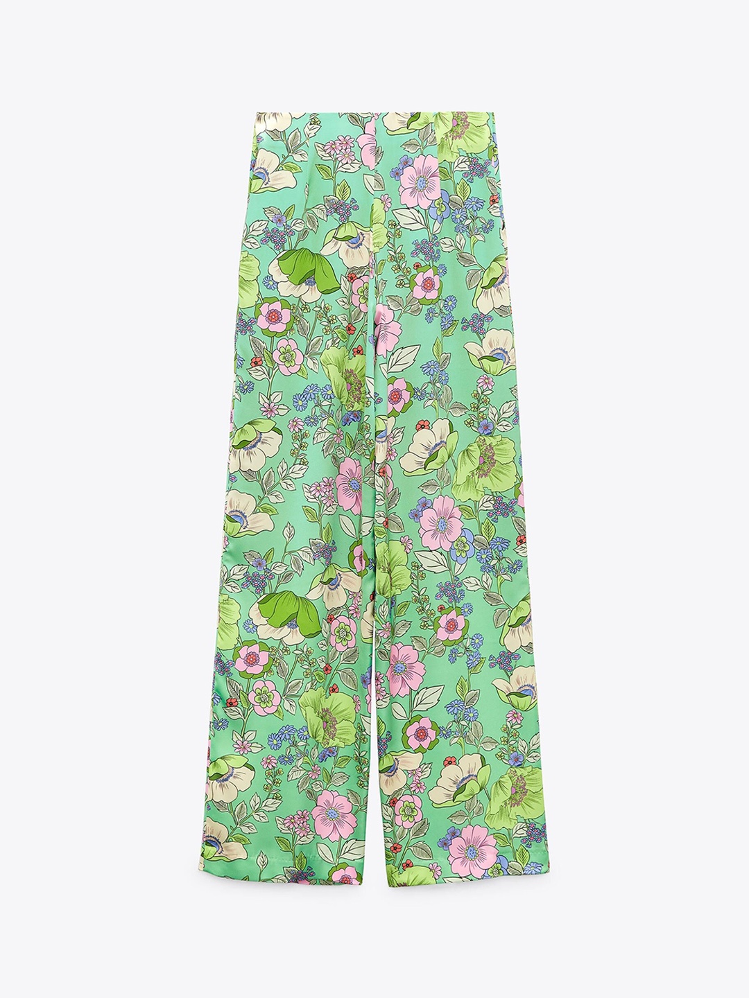 

ZARA Women Floral Printed Trousers, Green