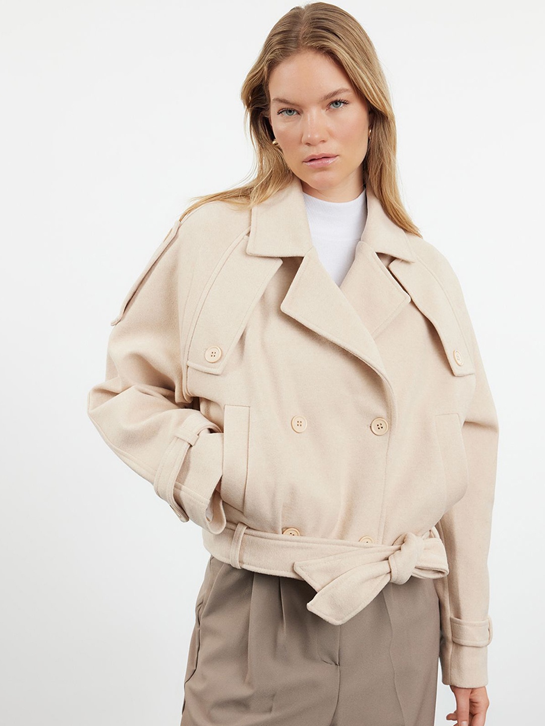 

Trendyol Women Double Breasted Overcoat, Na
