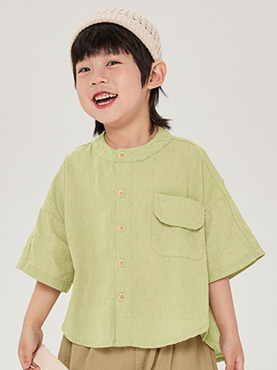 

LULU & SKY Boys Boxy Opaque Casual Shirt, Green