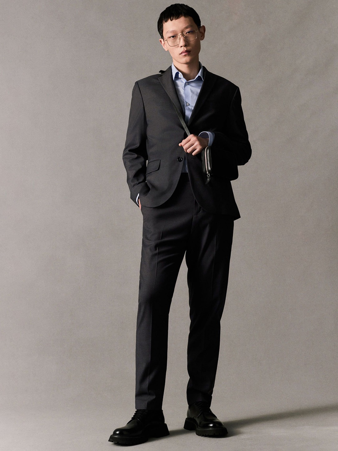 

H&M Slim Fit Suit Trousers, Grey