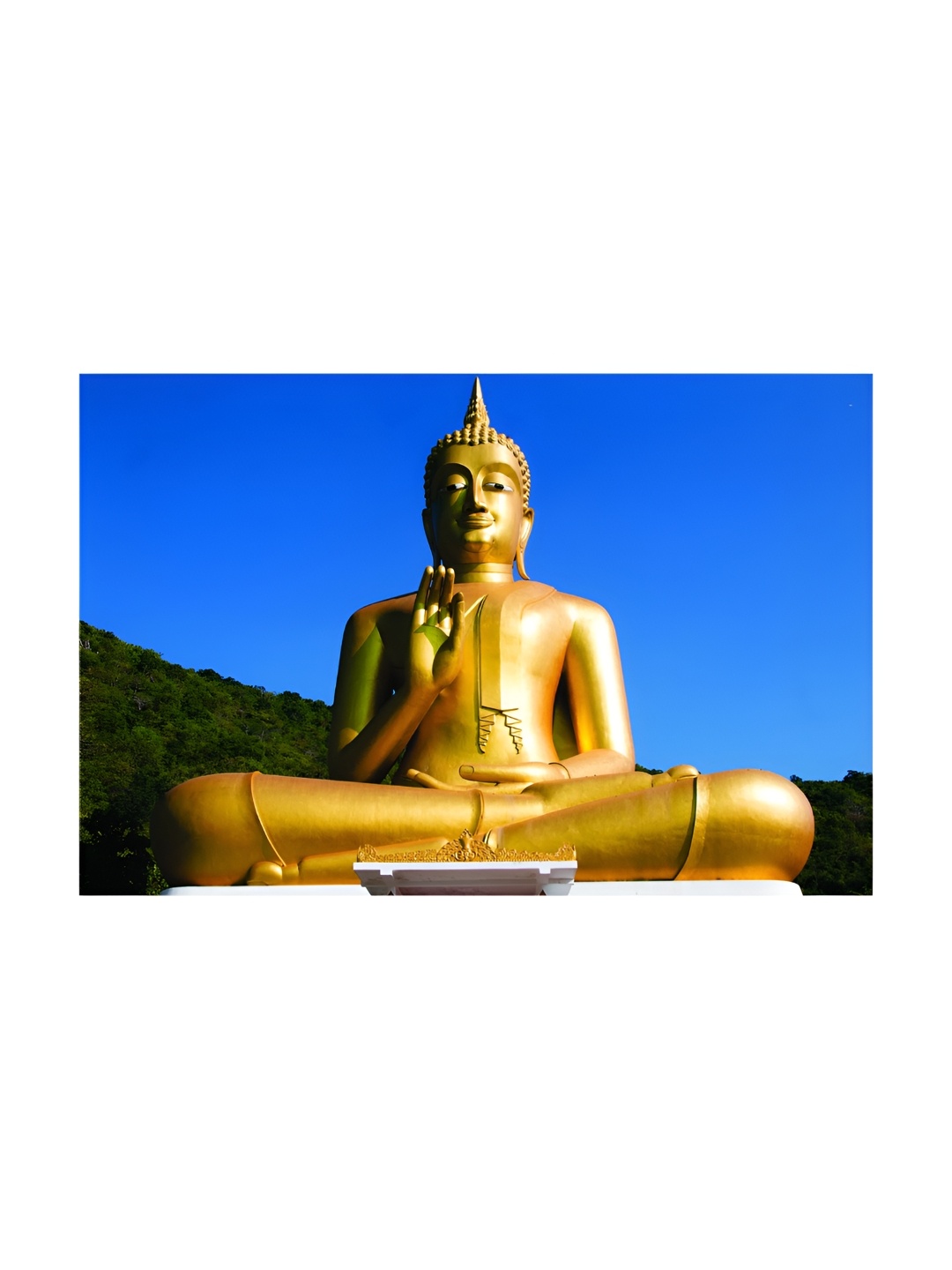 

Inephos Gold-Toned And Blue Buddha Religious Printed Canvas Wall Art