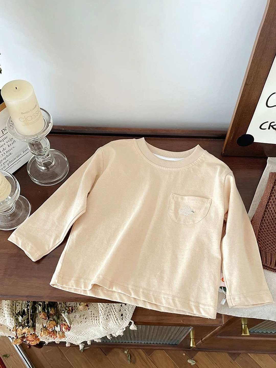 

LULU & SKY Girls V-Neck Monochrome T-shirt, Khaki