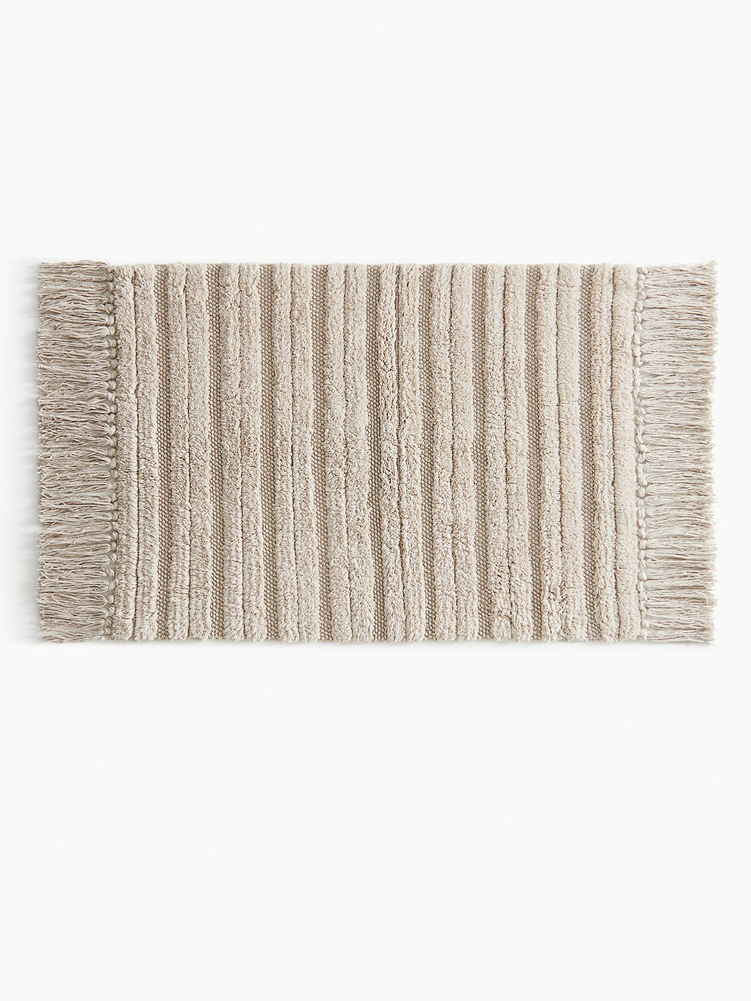 

H&M Beige-Coloured Fringed Cotton Bath Mat
