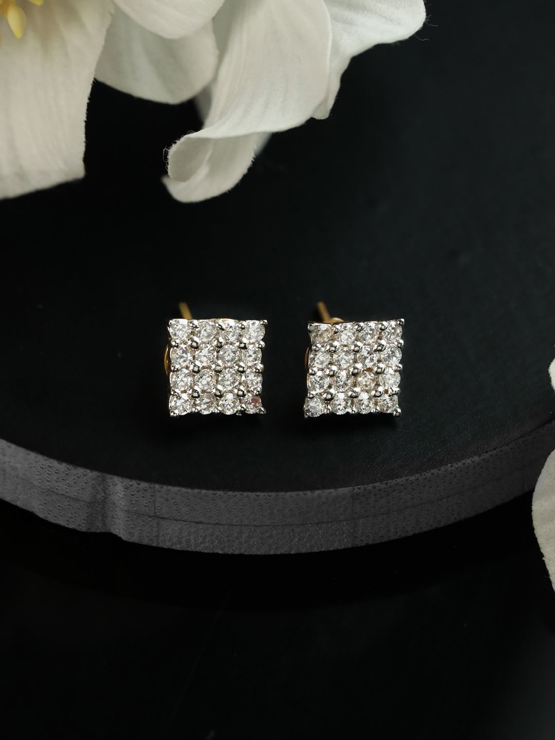 

Priyaasi Gold-Plated Crystals Studded Contemporary Studs Earrings