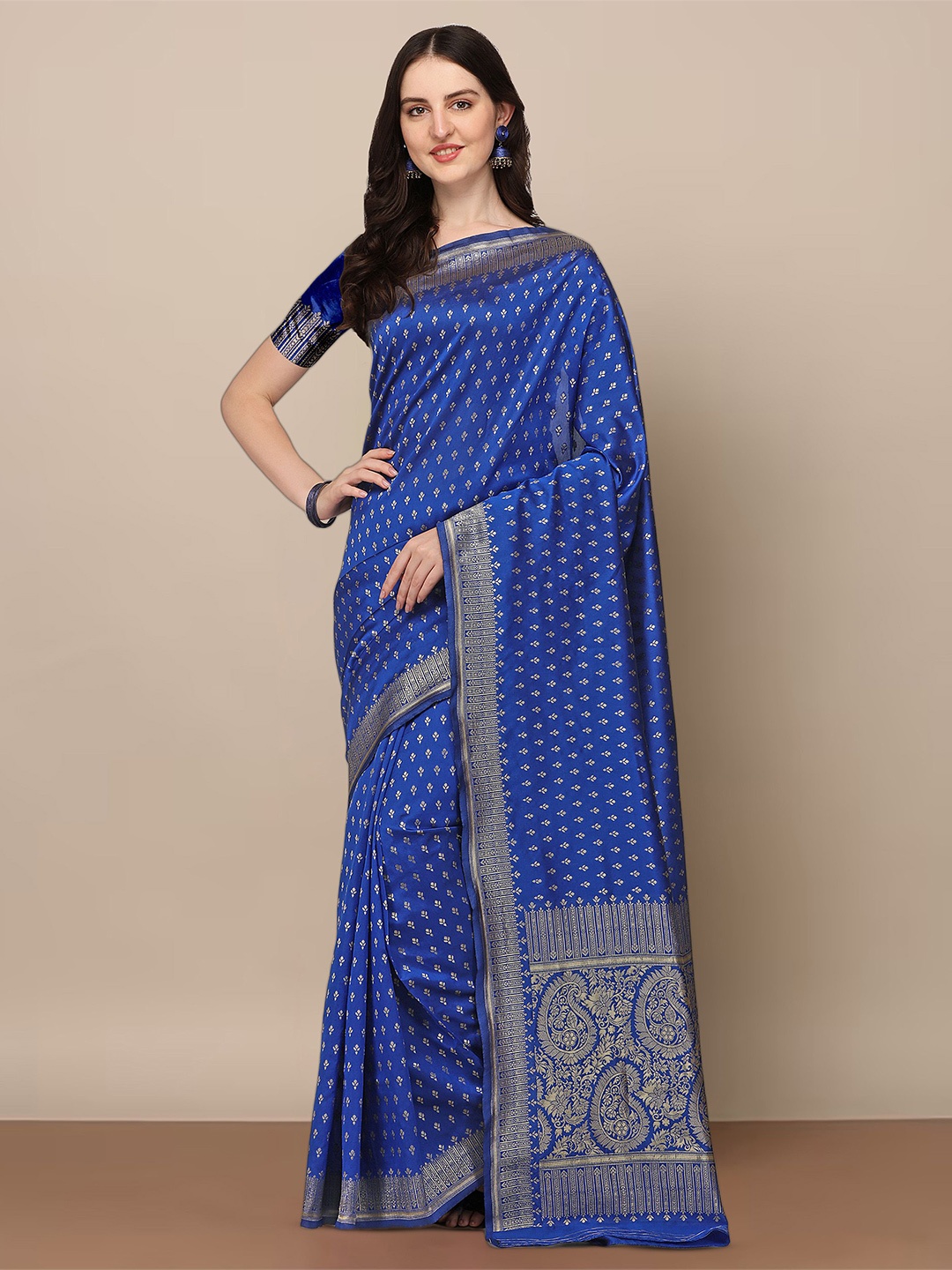 

bigben textile Woven Design Zari Banarasi Saree, Blue