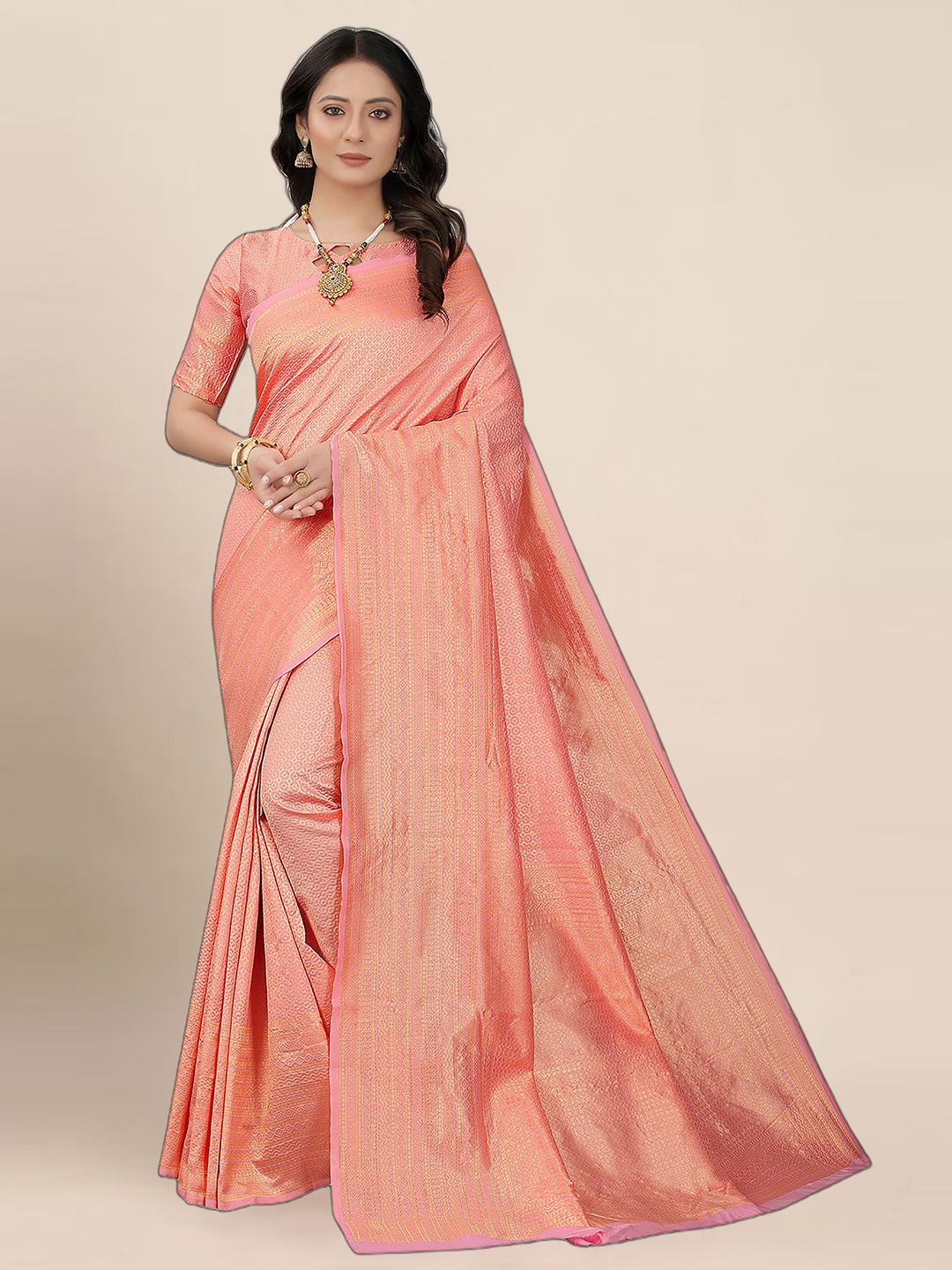 

bigben textile Woven Design Zari Banarasi Saree, Pink