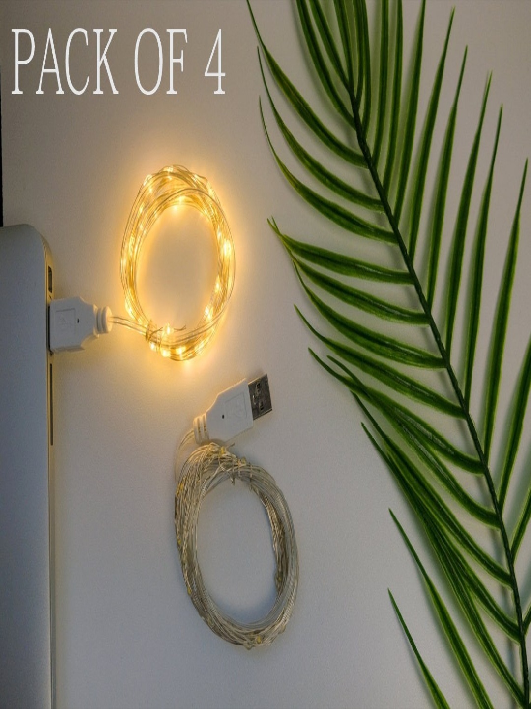 

ENORMITY Yellow & White 4 Pieces Rice Shape String Lights
