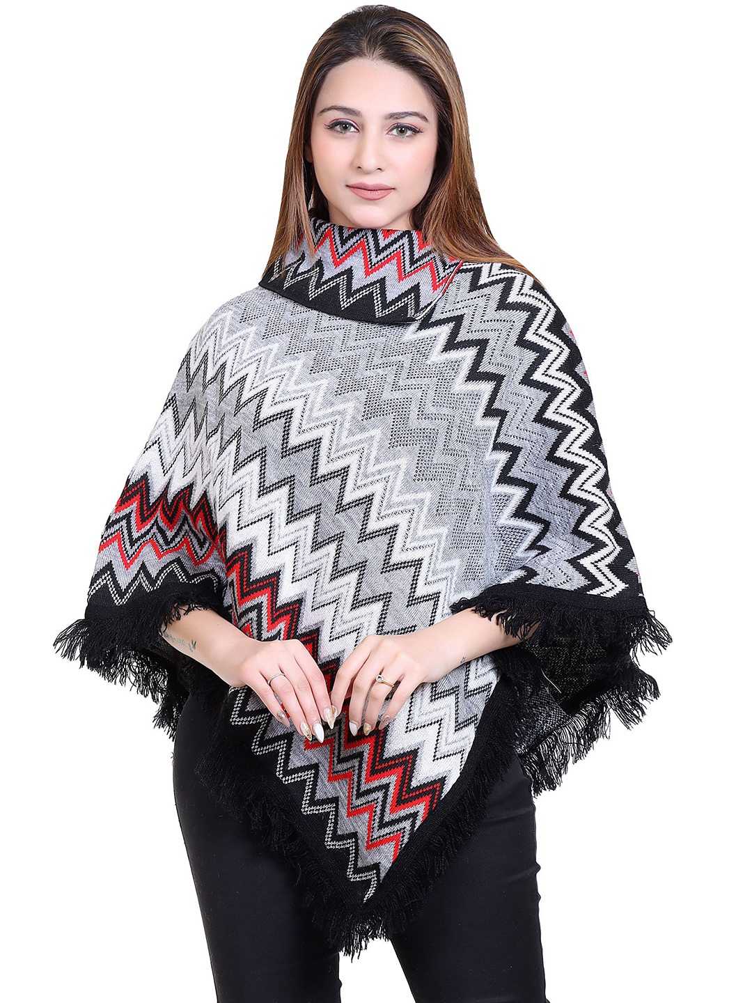 

DISCOVERYLINE Women Chevron Poncho, Black