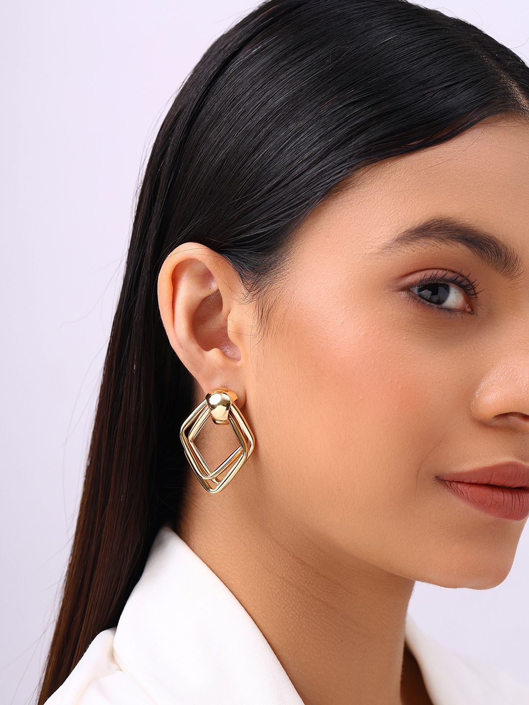 

Priyaasi Gold-Plated Contemporary Drop Earrings