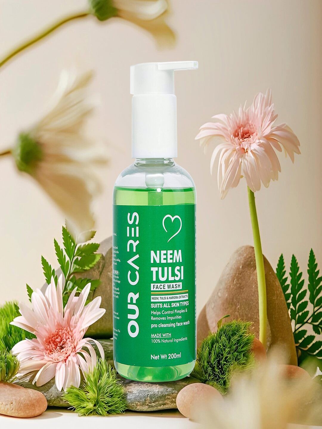 

Our Cares Neem Tulsi Face Wash For Cleansing & Acne Control - 200 ml, Green