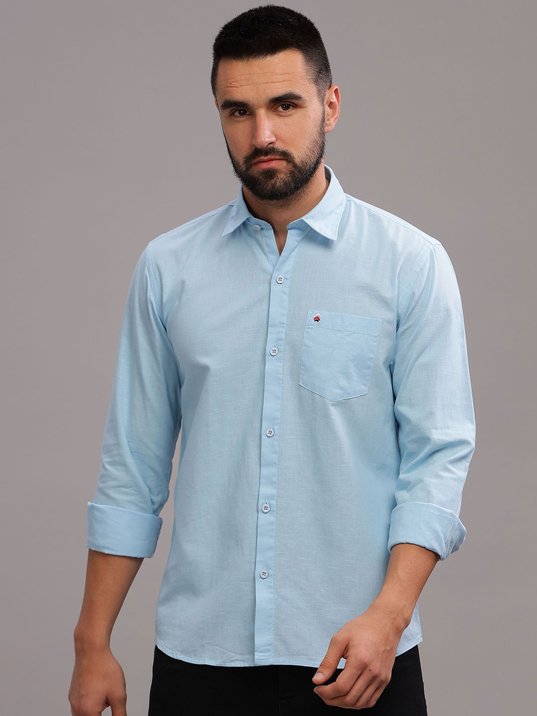 

BS BLUE SQUAD Men India Slim Fit Spread Collar Solid Casual Shirt