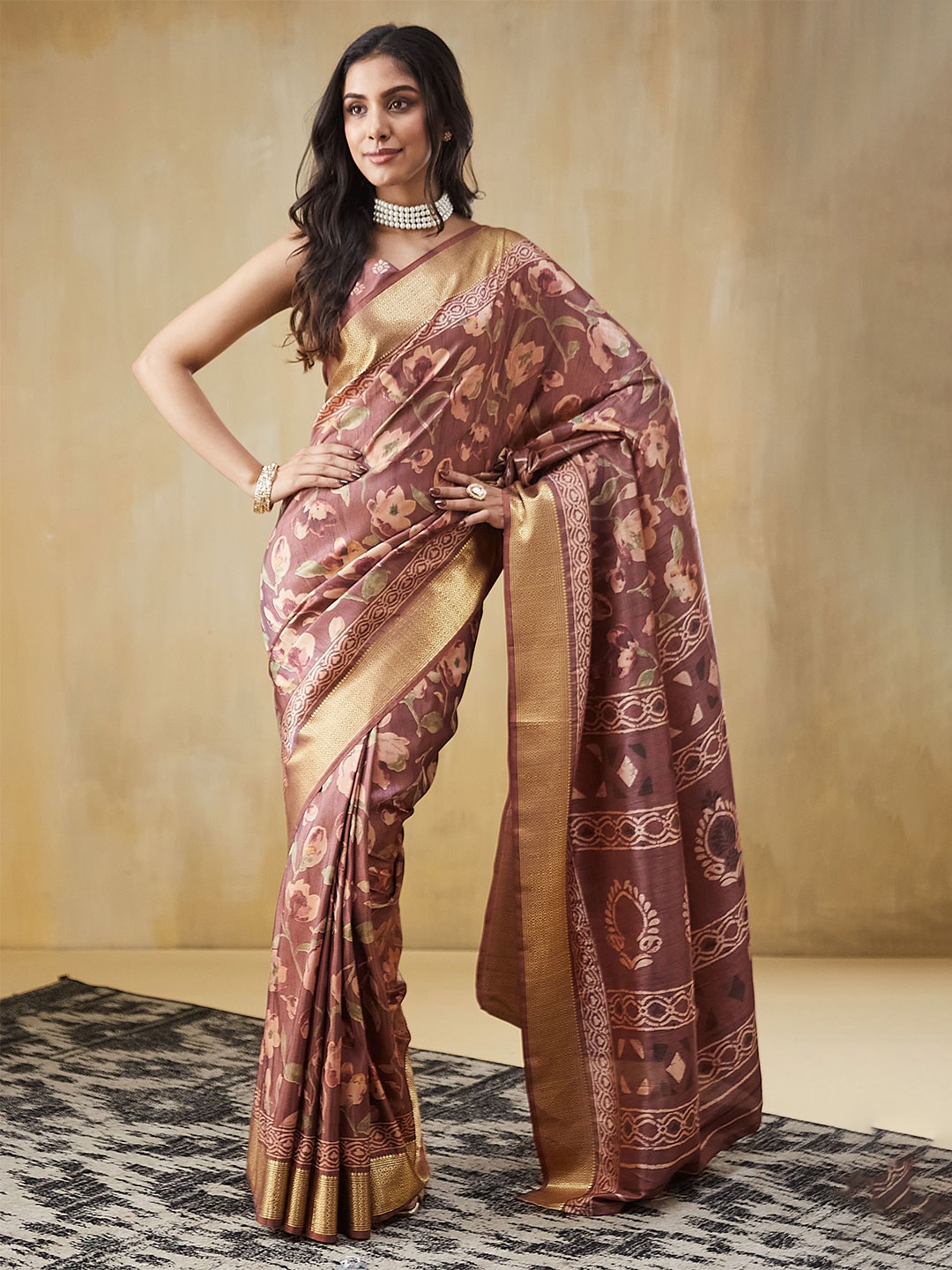 

RACHNA Floral Zari Pure Silk Patola Saree, Maroon