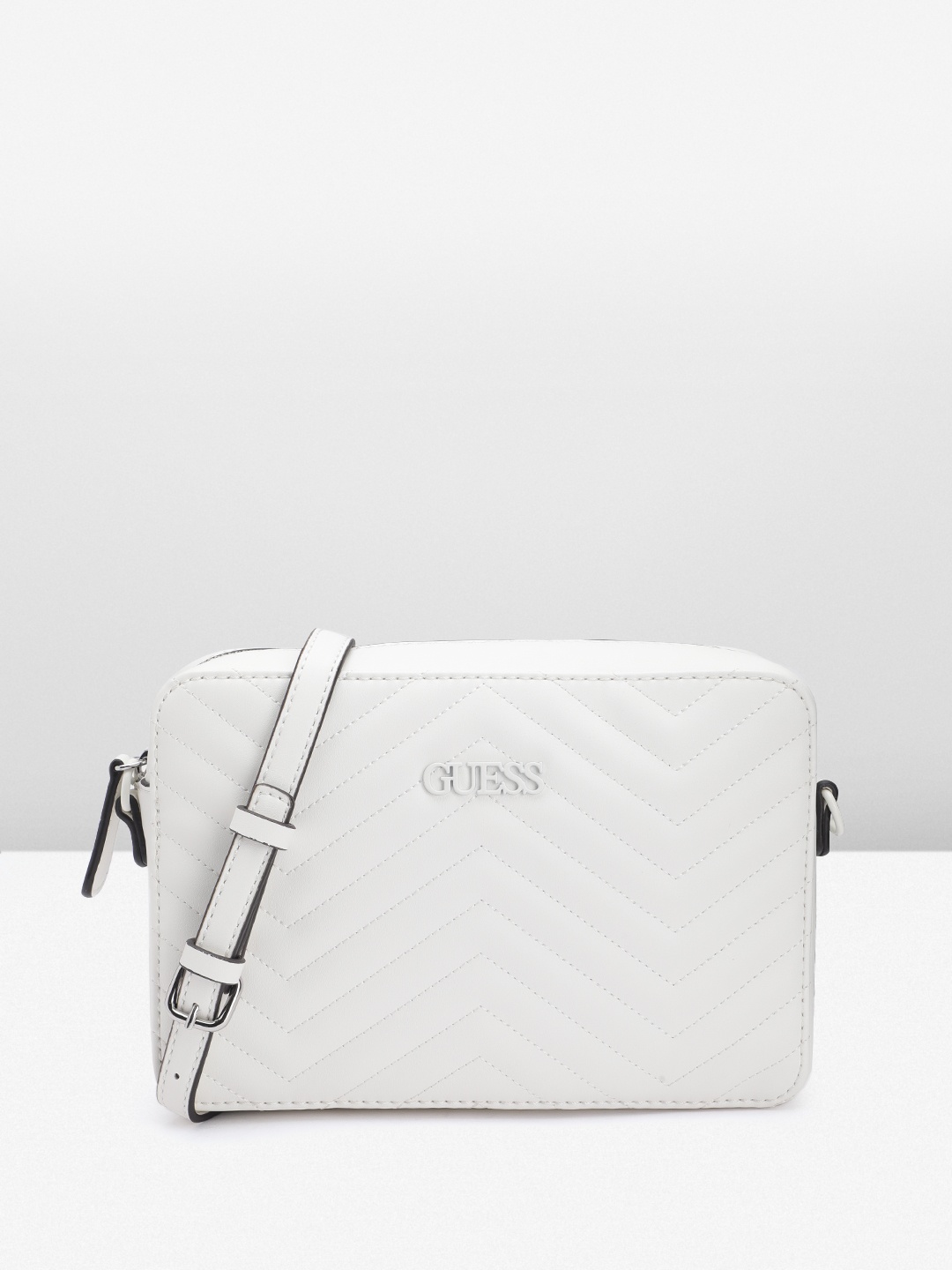 

GUESS Crossbody Sling Bag with Quilted Detail, White