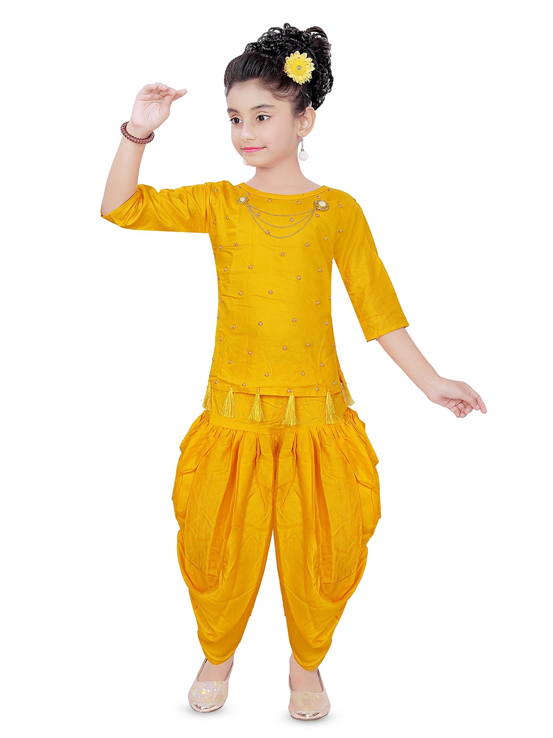 

Epochlite Girls Top with Dhoti Pants, Mustard