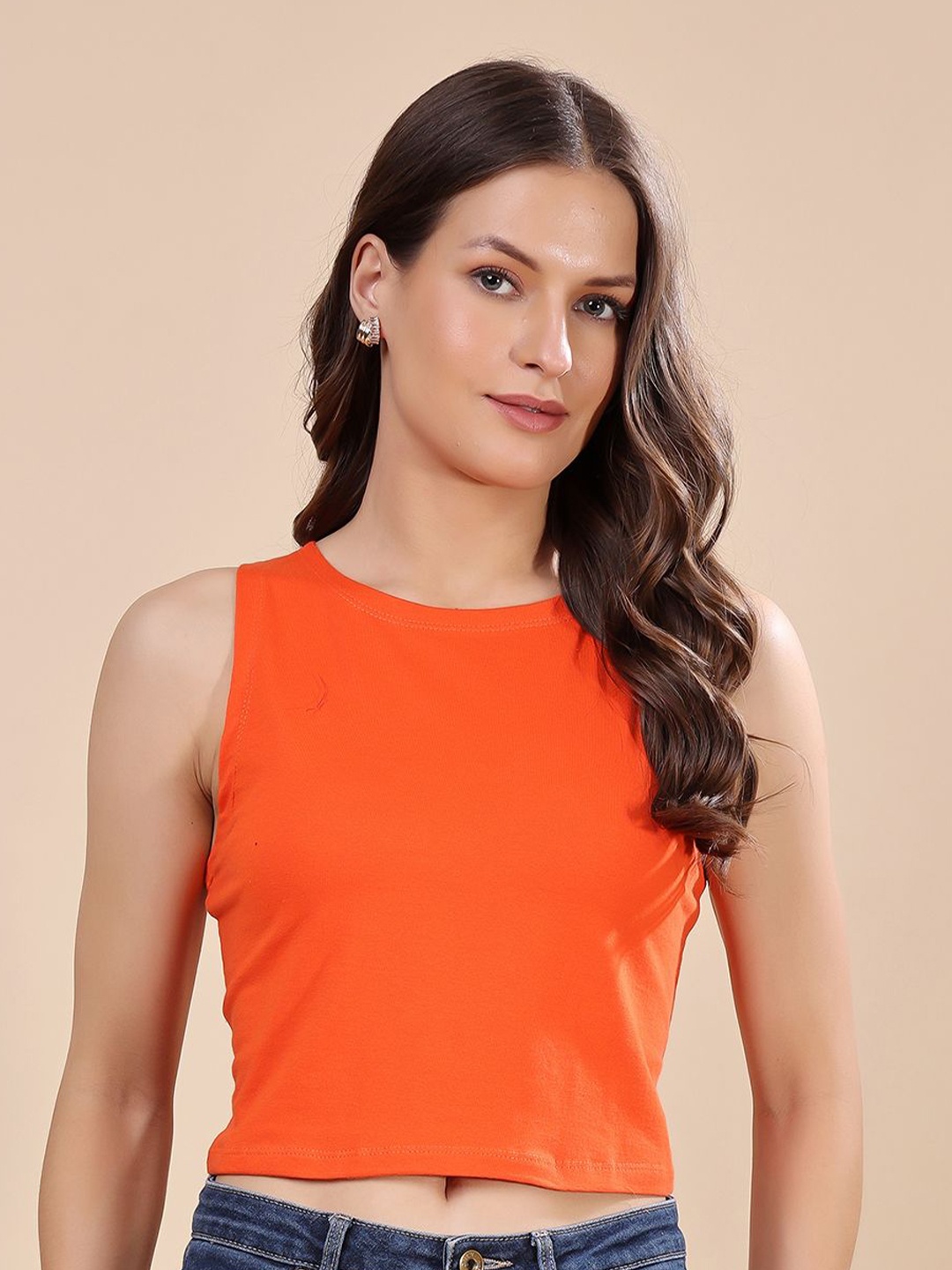 

Cation Cotton Tank Crop Top, Orange