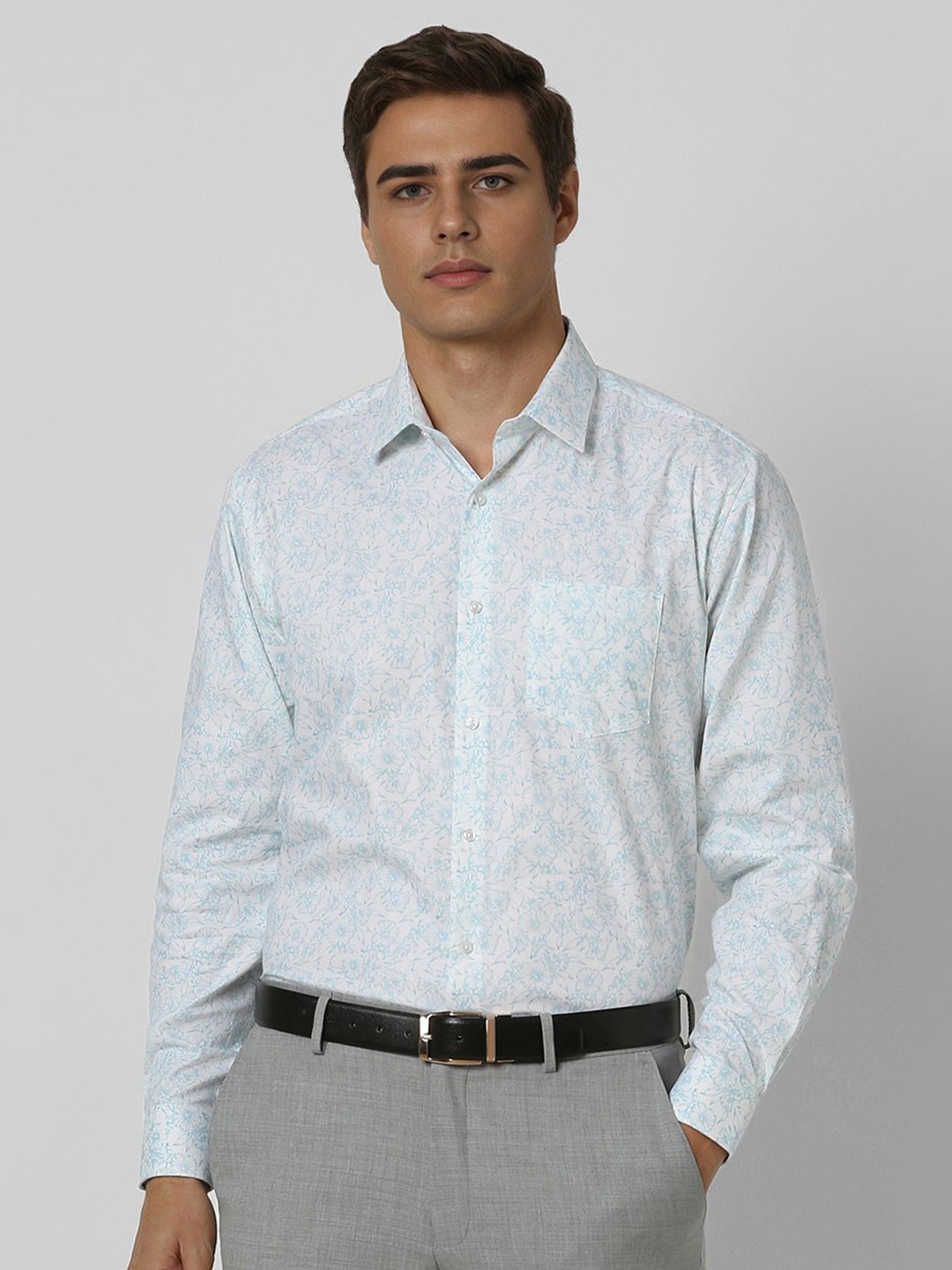 

Van Heusen Men Floral Opaque Printed Formal Shirt, Blue