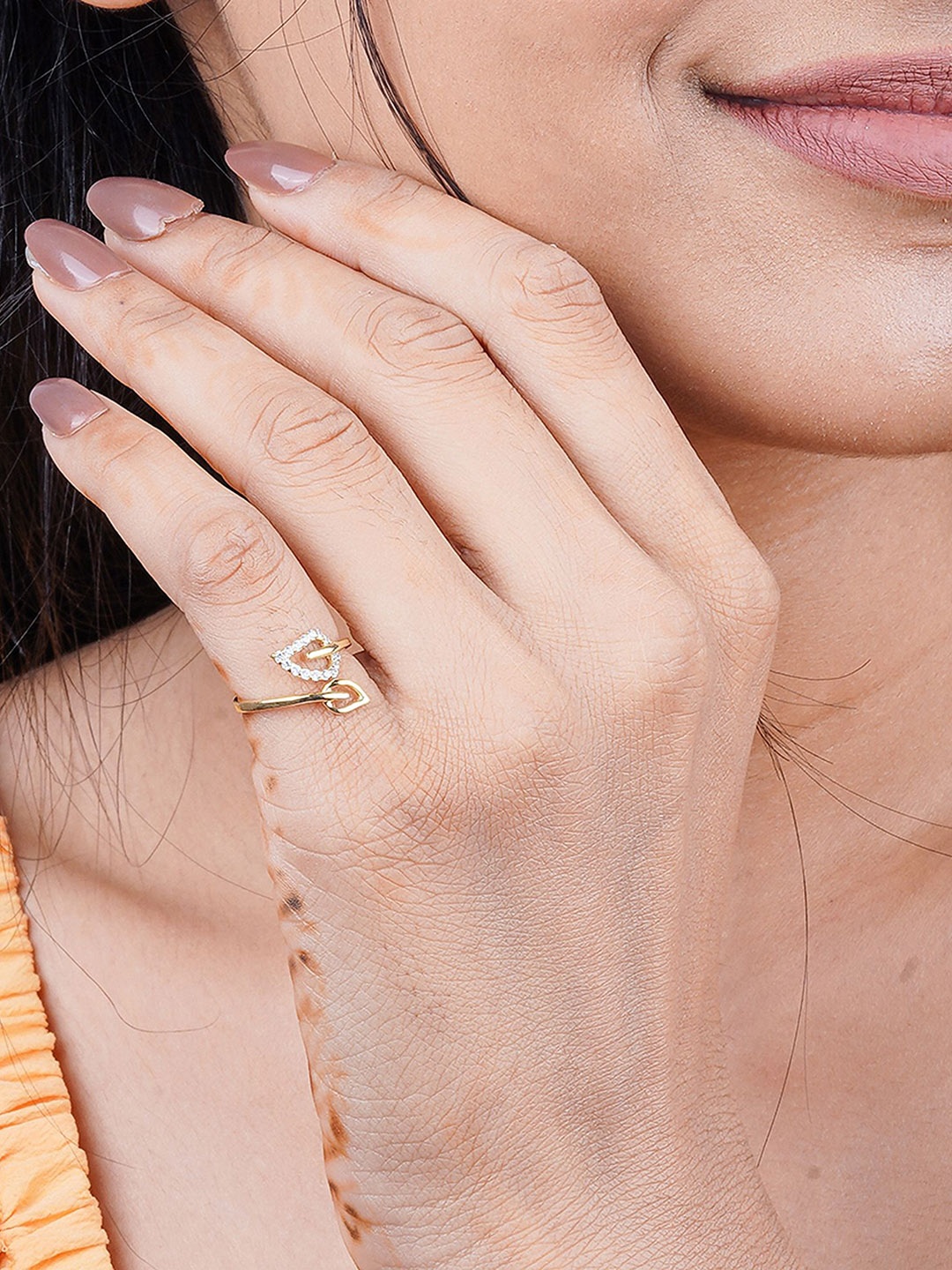 

Zalkari 925 Sterling Sliver Gold Plated Cubic Zirconia Studded Finger Ring