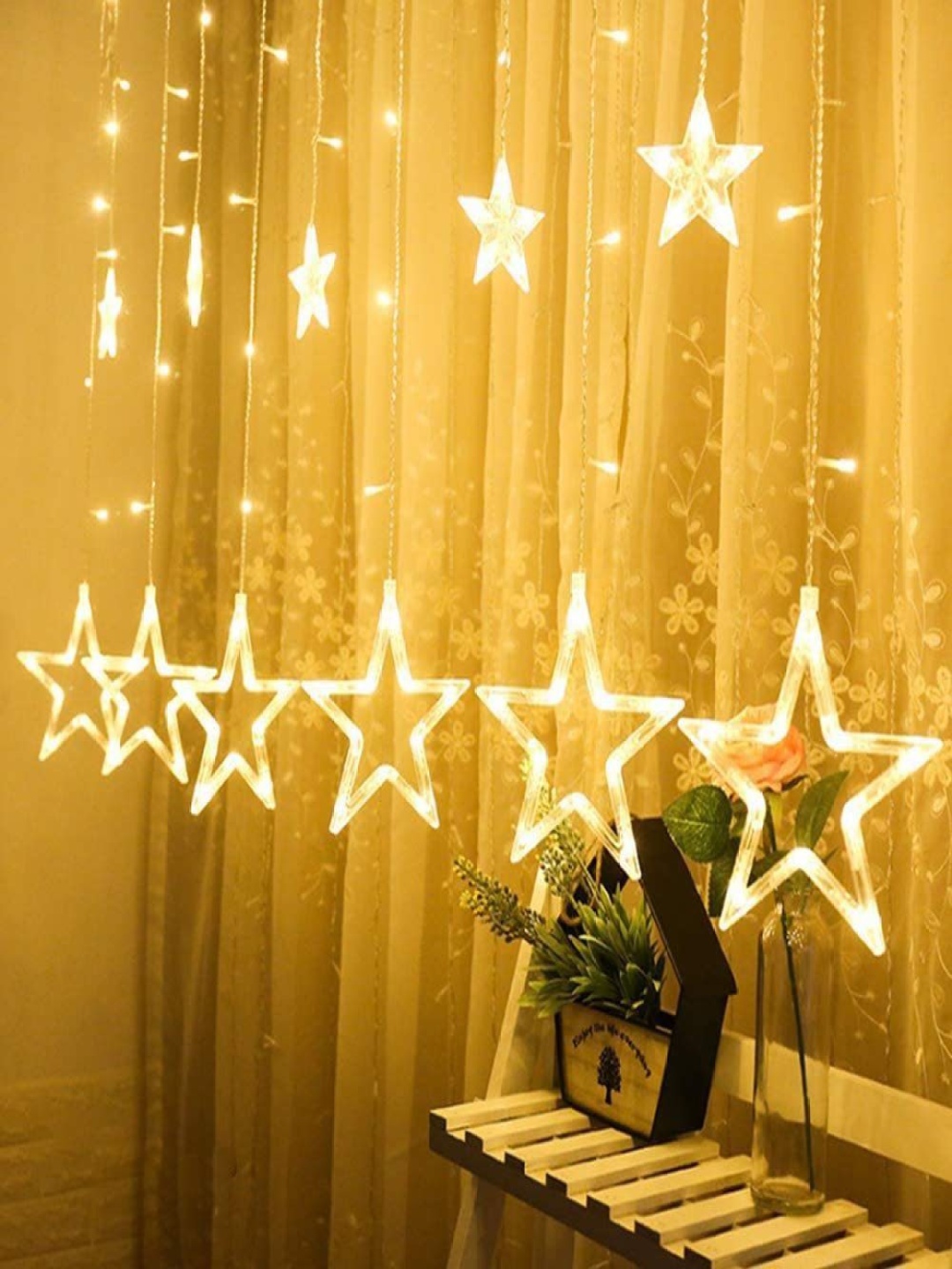 

ENORMITY Yellow & White Star Shape String Lights