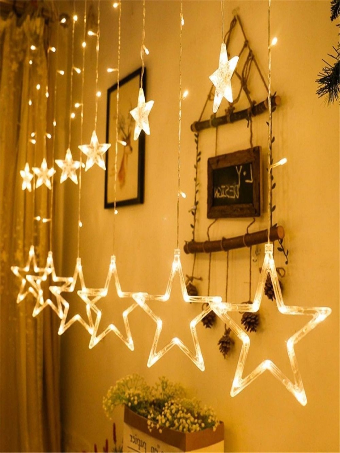 

SPARK WORLD Yellow Star Shape String Lights