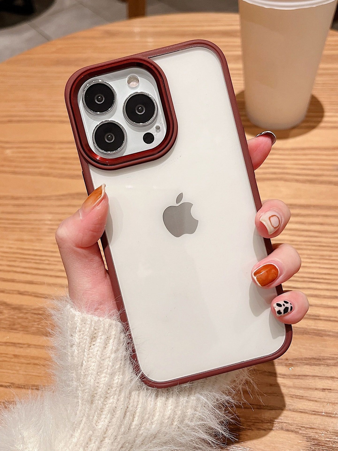 

Luxury Kase Metal Camera Protection Transparent Shockproof Armor iPhone 14 Pro Back Case, Red