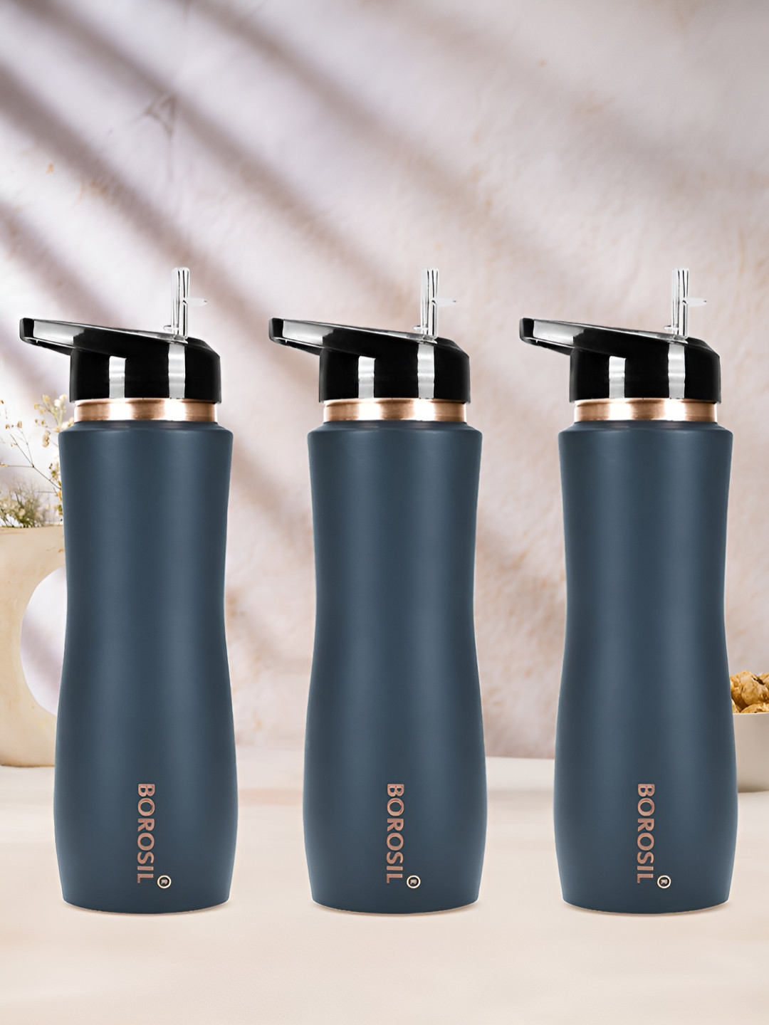 

BOROSIL Grey 3 Pieces Copper Water Bottle 750ml Each