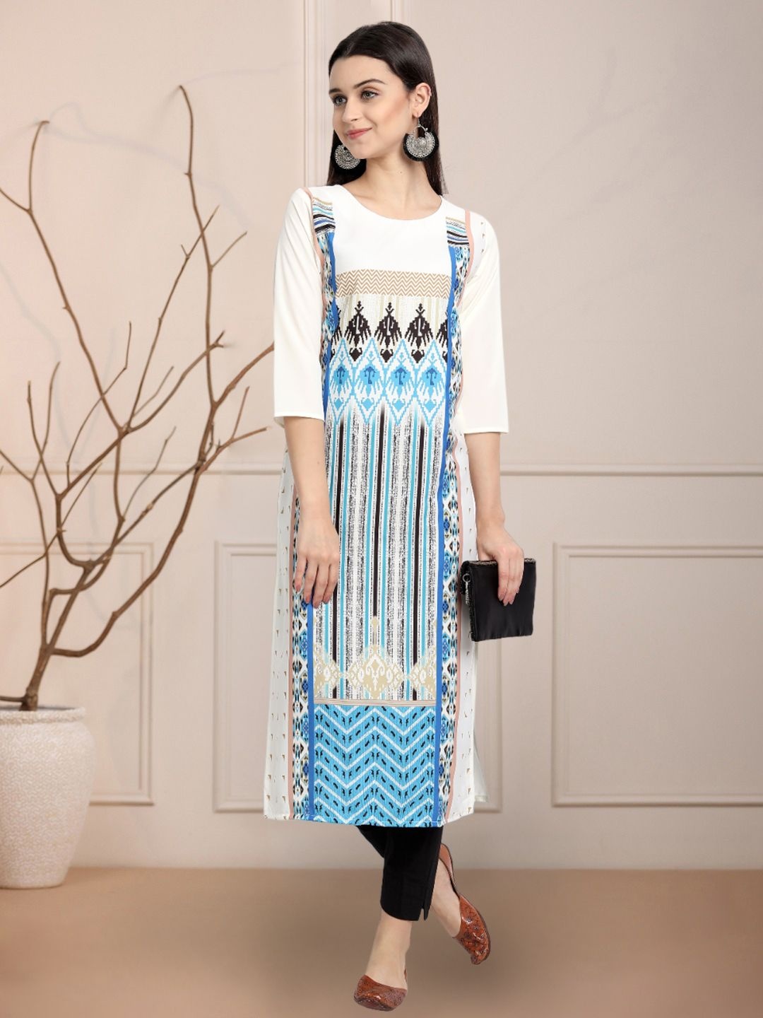 

Moda Rapido Women Printed Straight Kurta, White