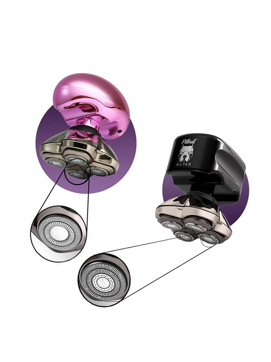 

Skull Shaver Pitbull Silver Pro & Butterfly Kiss Shaver, Pink