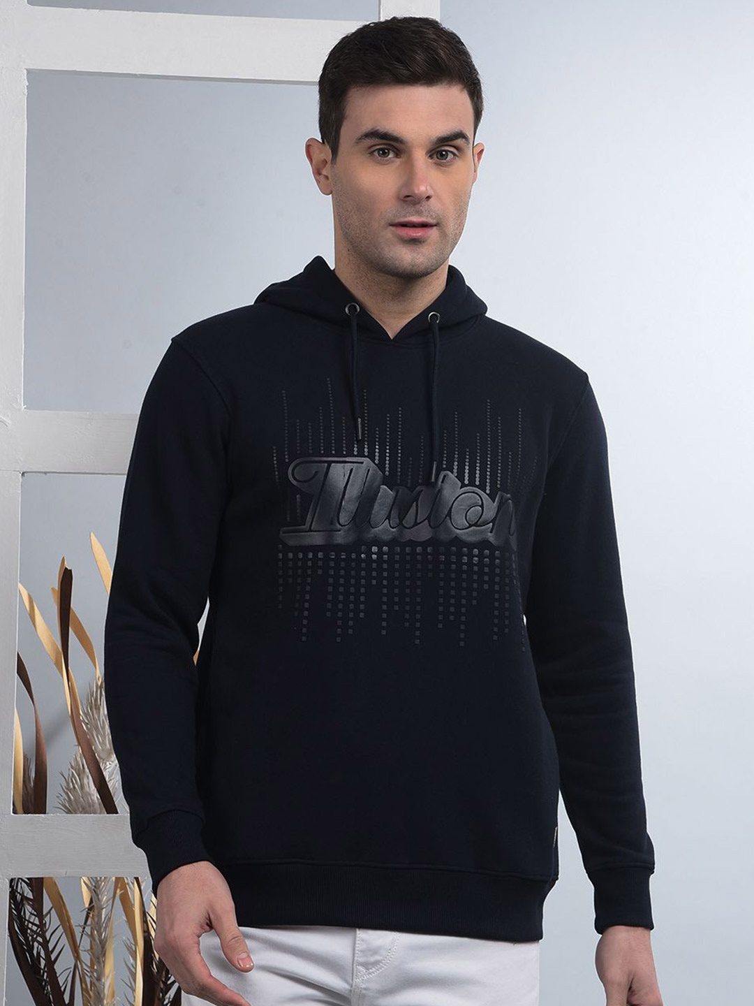 

COBB Men Printed Hooded Sweatshirt, Navy blue