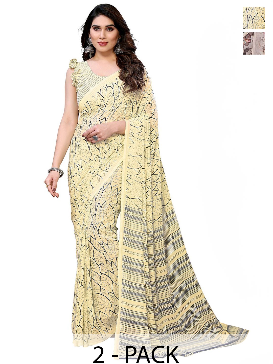 

Moda Rapido Floral Poly Georgette Saree, Yellow