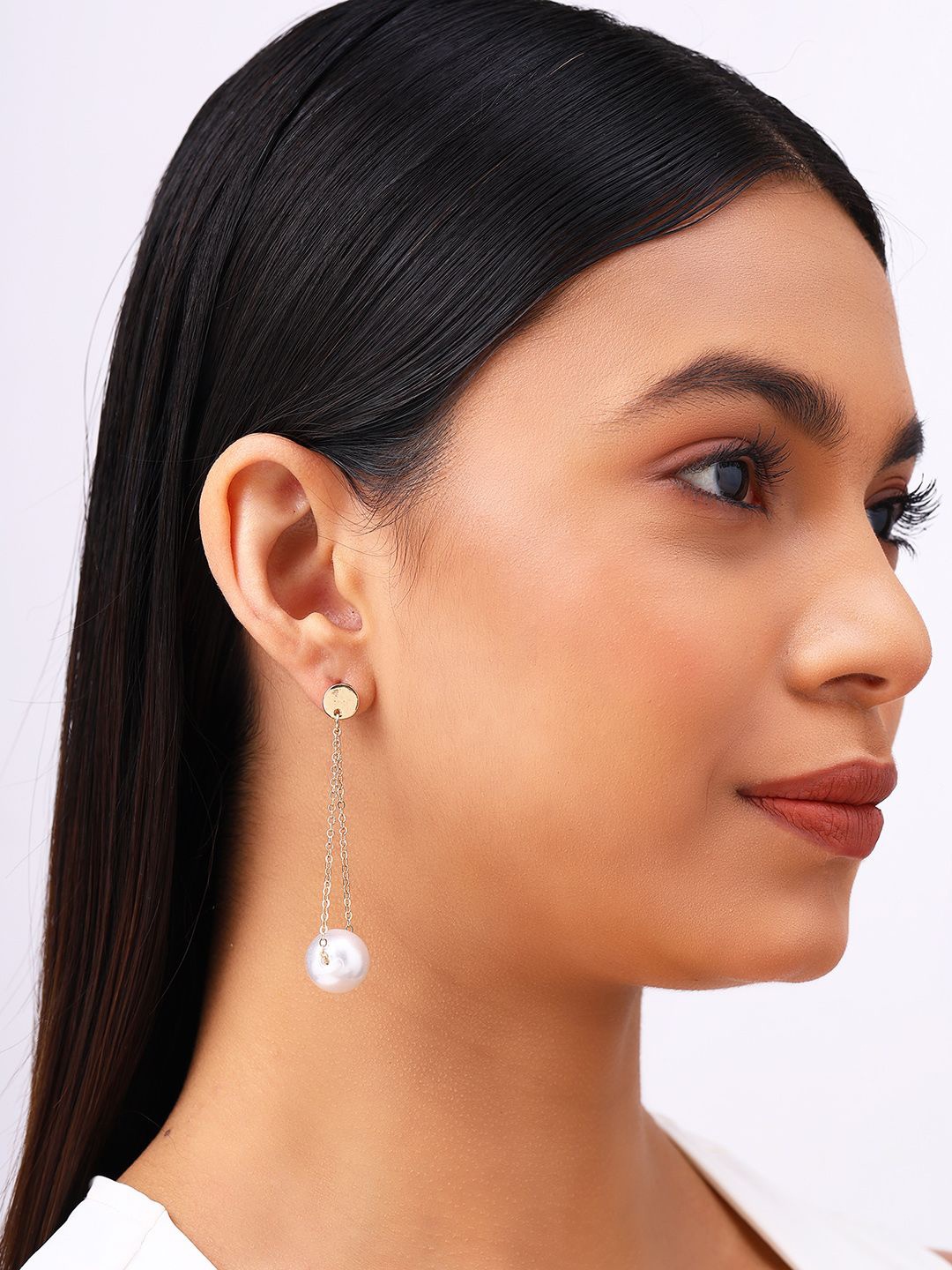 

Priyaasi Gold Plated Pearls Contemporary Drop Earrings