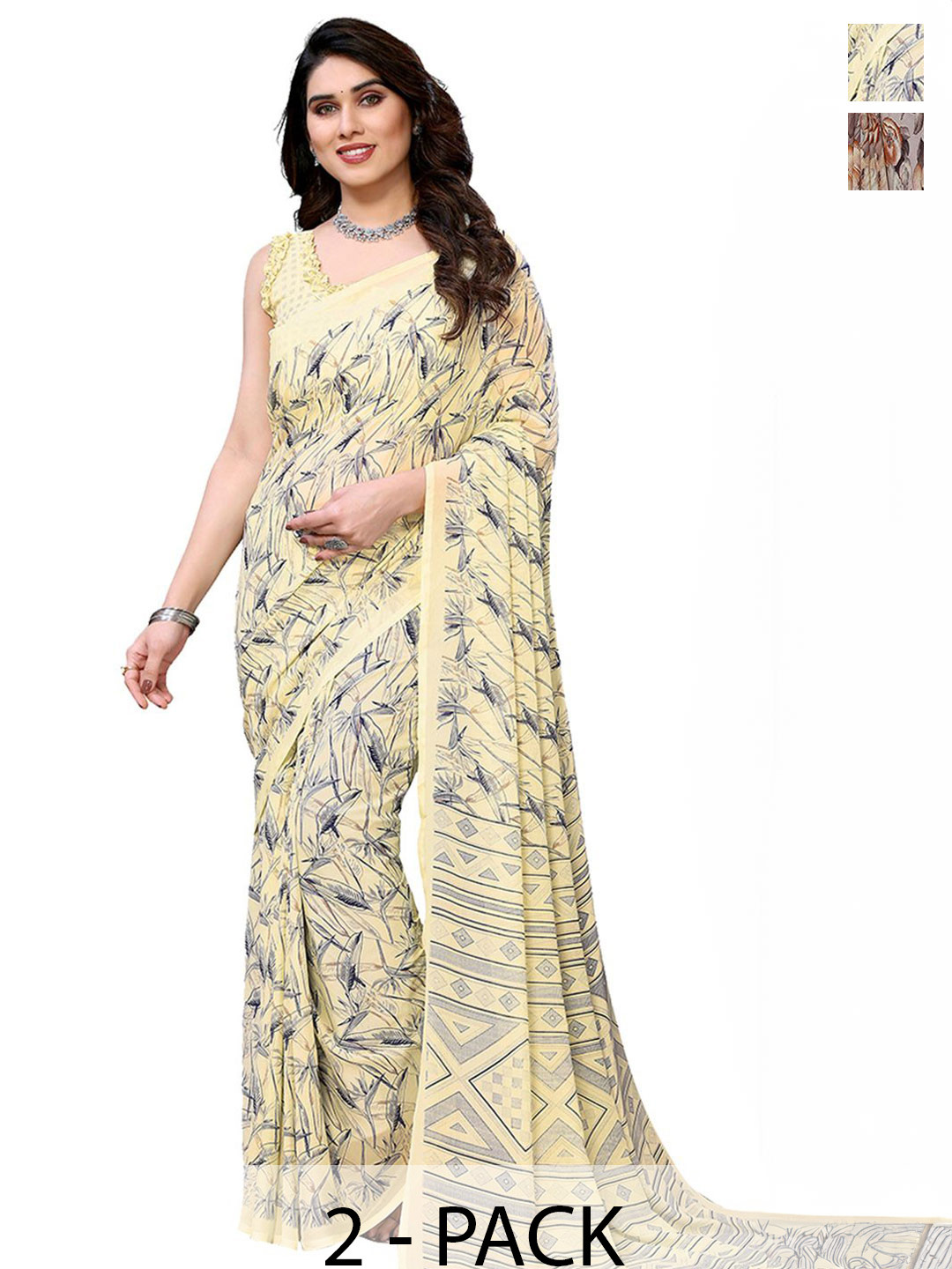 

Moda Rapido Floral Poly Georgette Saree, Yellow