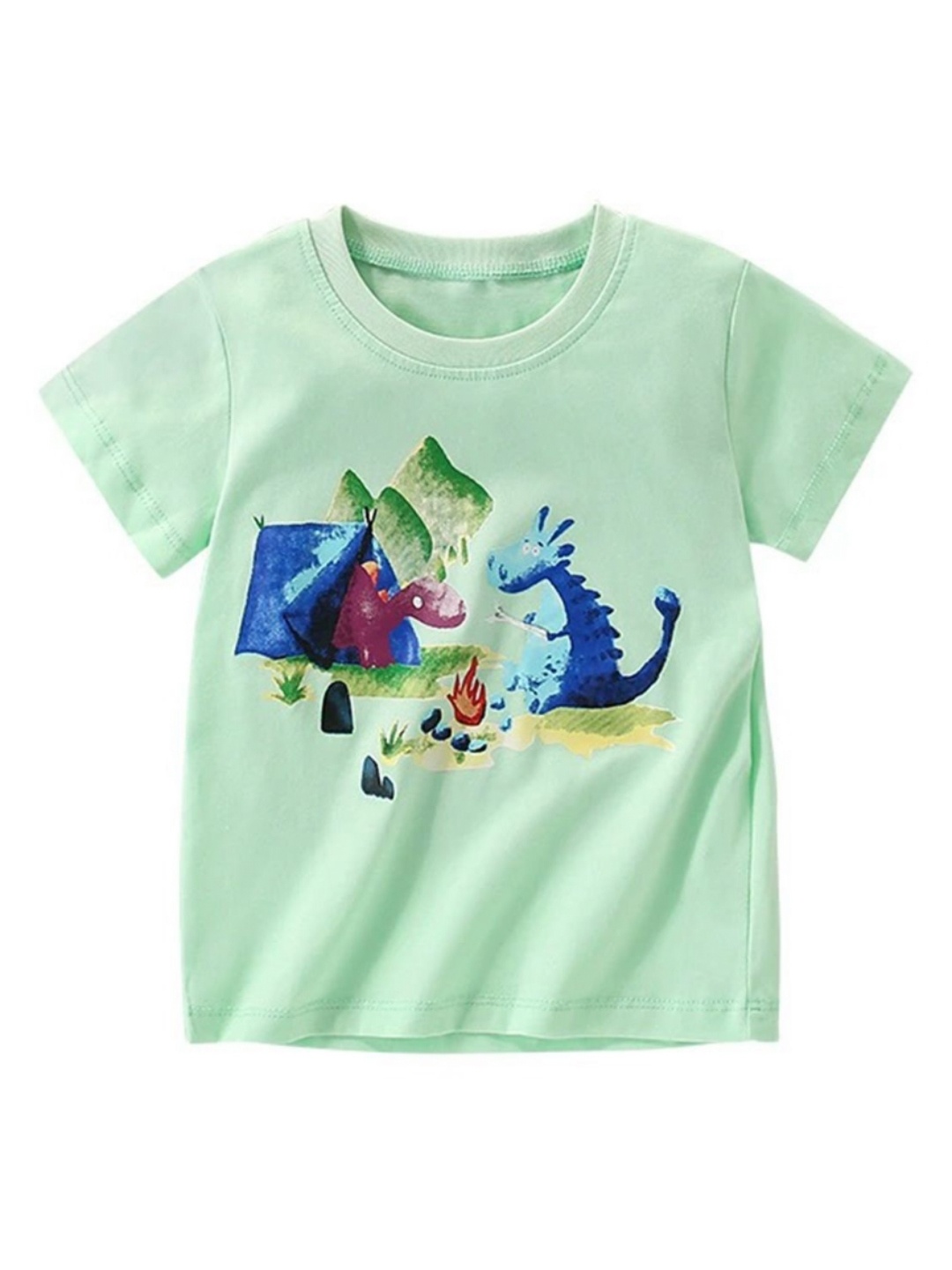 

LULU & SKY Boys Printed Extended Sleeves Applique T-shirt, Green