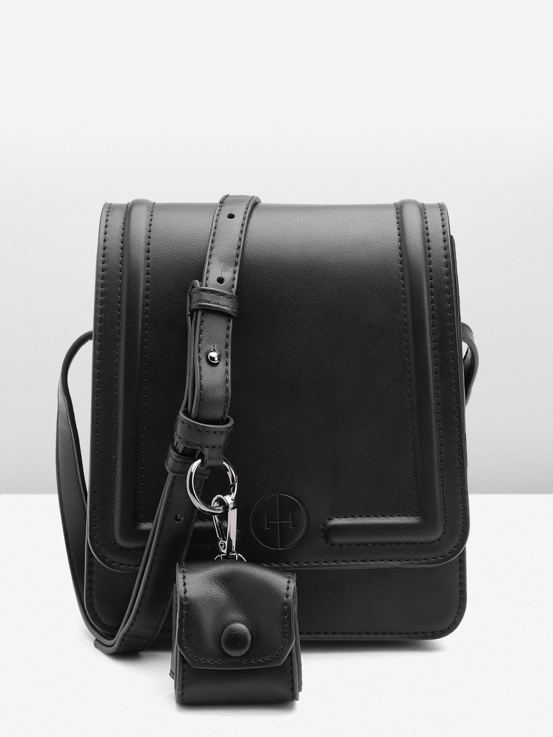 

IRTH Women Structured Sling Bag Comes with Pouch, Black