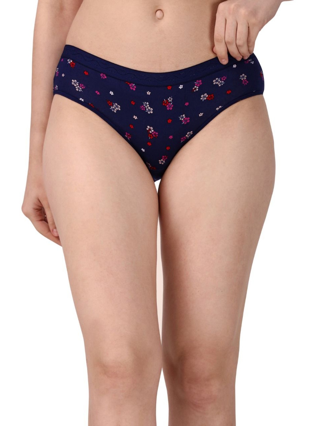 

SHREE GANESH FASHION Floral Printed Pure Cotton Anti-Bacterial Bikini Brief LYCRA BL 001 S, Blue