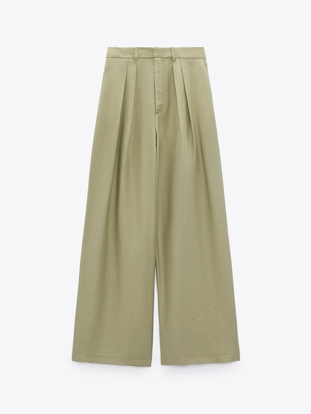 

ZARA Women Pleated Trousers, Khaki