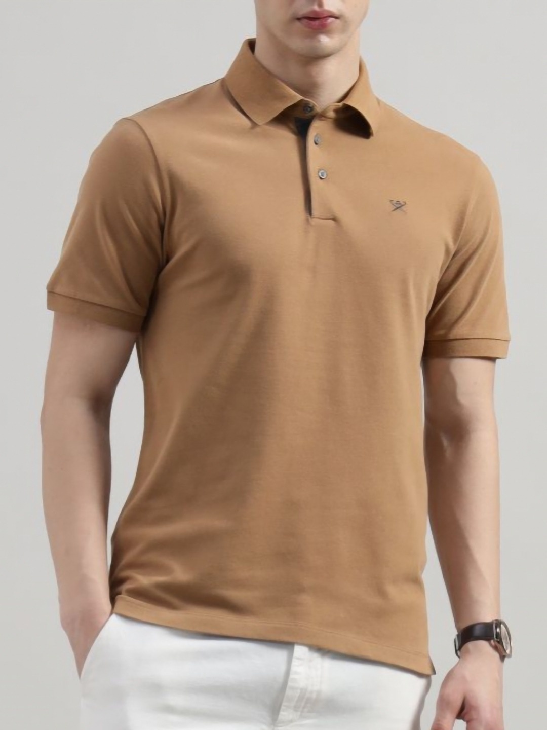 

HACKETT LONDON Men Solid Polo Collar Cotton T-shirt, Beige