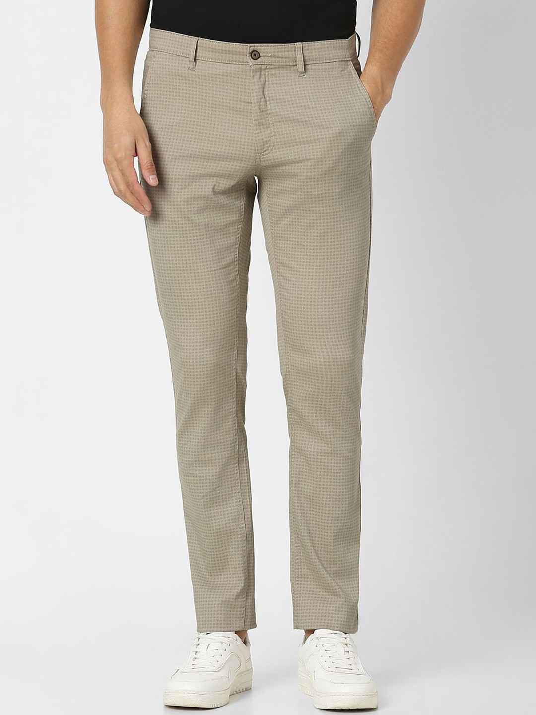 

Van Heusen Sport Men Printed Slim Fit Trousers, Beige