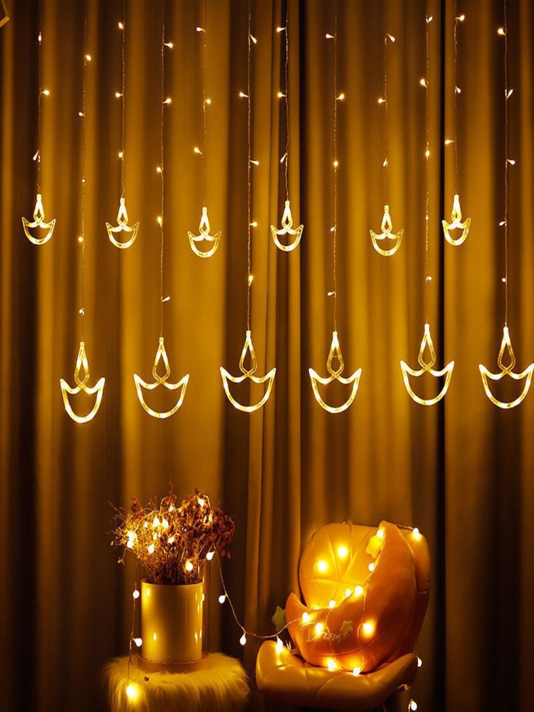 

SPARK WORLD Yellow Diya-Shaped String Lights