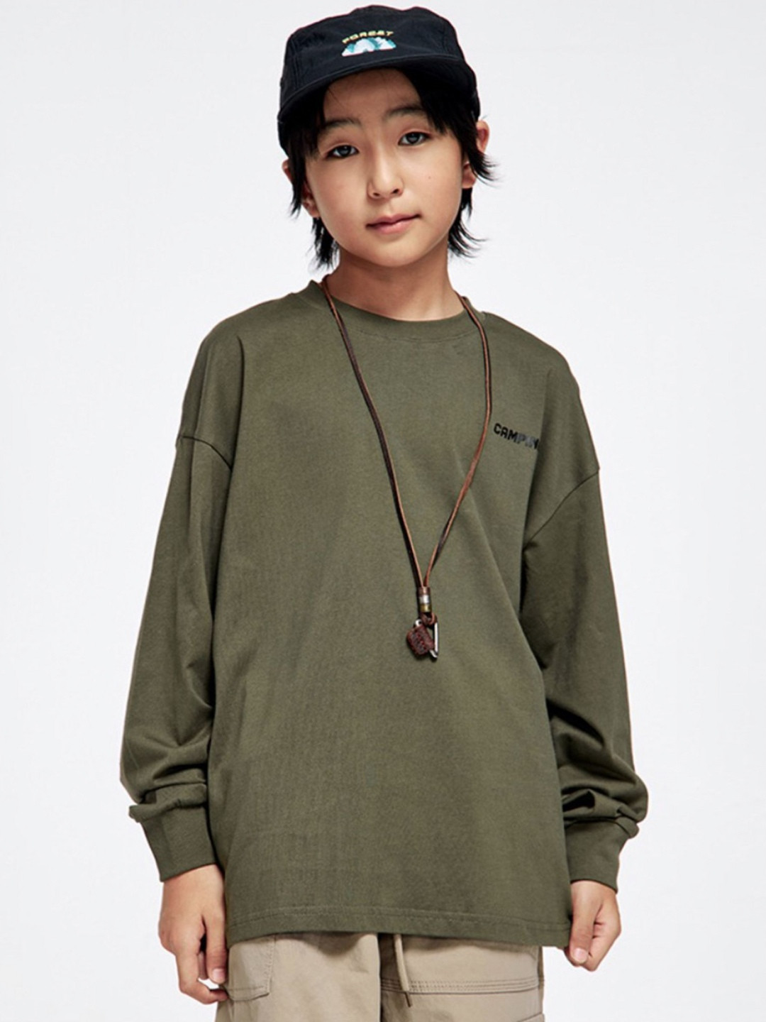 

LULU & SKY Boys Colourblocked Henley Neck Pockets T-shirt, Green