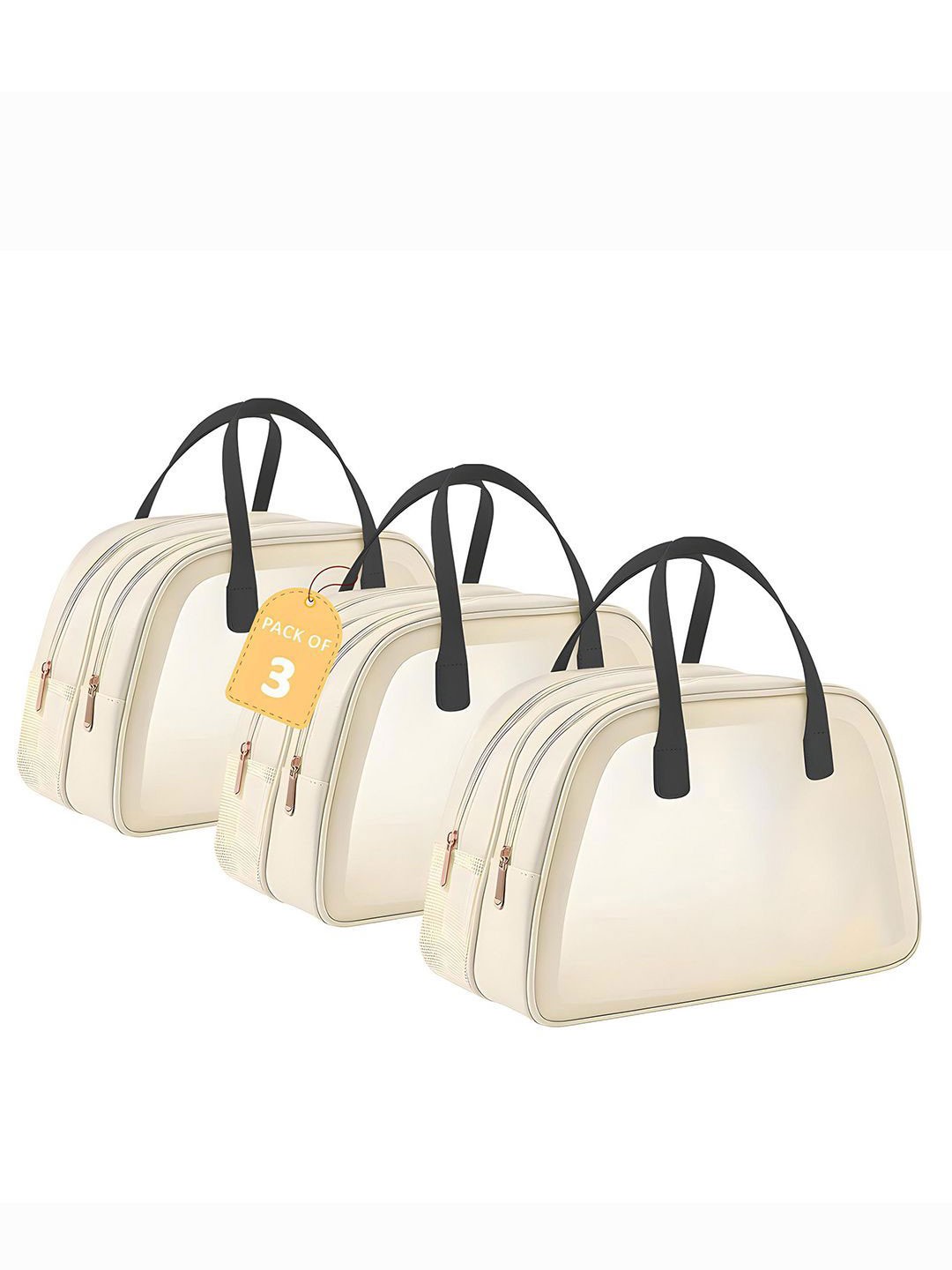 

Kuber Industries Set of 3 Waterproof Cosmetic Bag, Beige