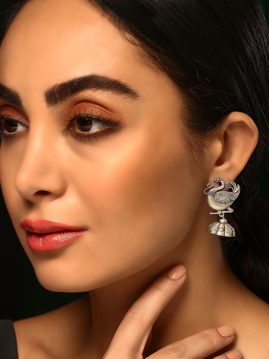 

Priyaasi Silver Plated Oxidized Contemporary Drop Earrings