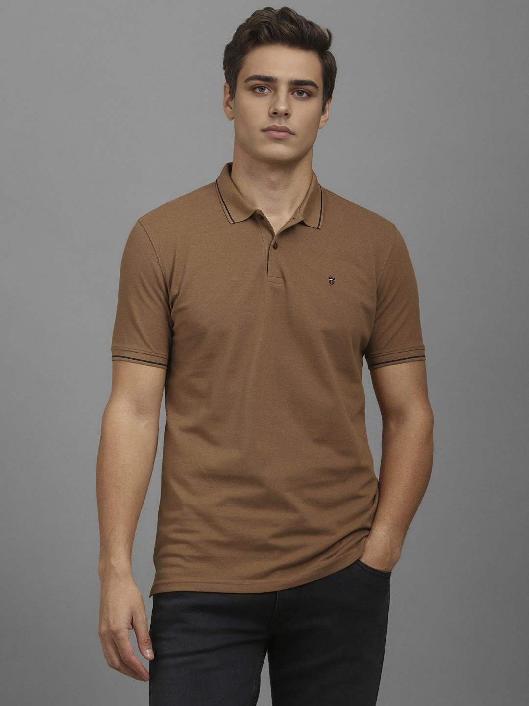 

Louis Philippe Sport Men Polo Collar Slim Fit T-shirt, Brown