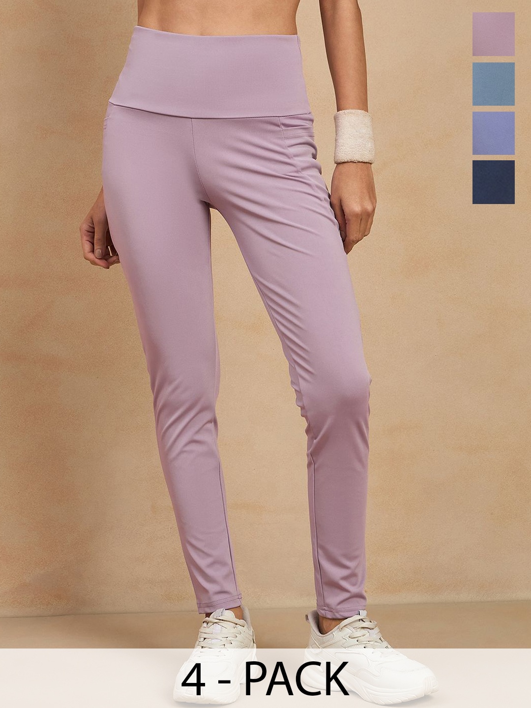 

COLOR CAPITAL Women Pack of 4 Skin Fit Antimicrobial Tights, Lavender