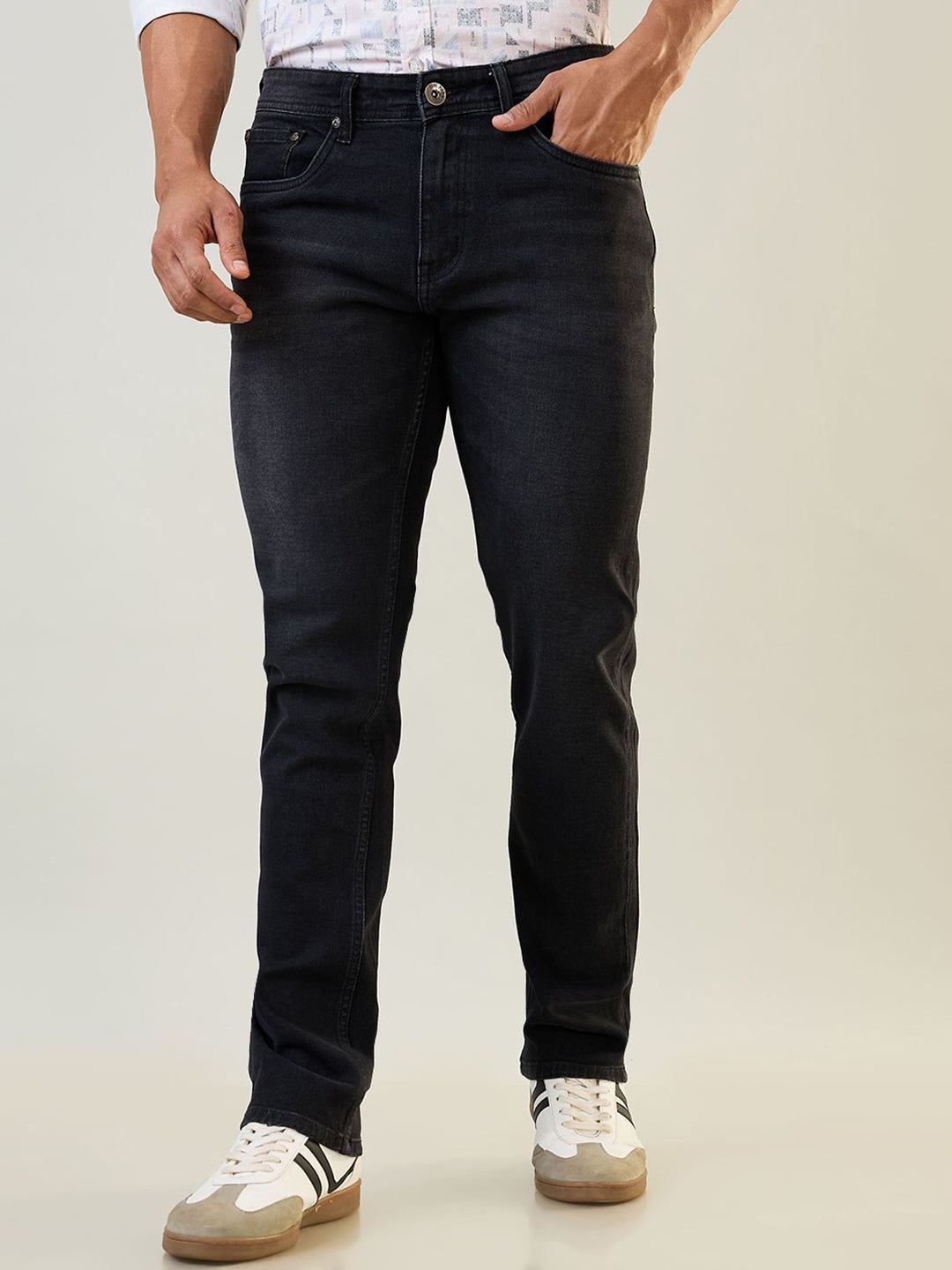 

TIM PARIS Men Straight Fit Jeans, Black